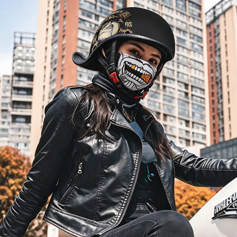 Lens Cap Vintage - Caschi Moto Retrò da Uomo, Mezzo