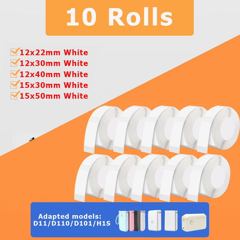 Typewriter Ribbon Roll - 10 Rotoli di Etichette Adesive Ufficiali