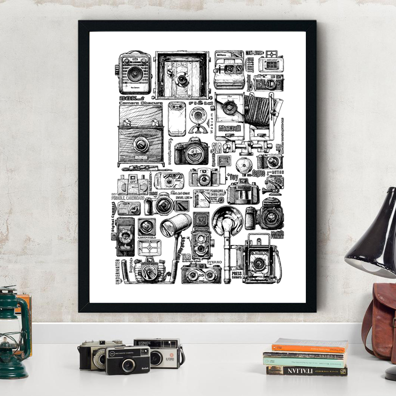 Collectible Vintage Cameras - Collezione di fotocamere Vintage illustrazioni poster