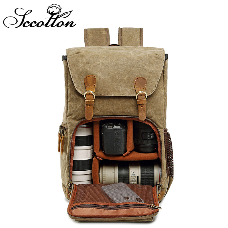 Lens Cap Vintage - Zaino Vintage Impermeabile per Fotocamera, Borsa