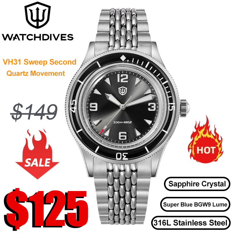 Vintage Collectible Watches - Watchdives WD50Q Orologi VH31 Movimento al